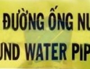 Băng cảnh báo nước song ngữ, băng nhựa PE nước nền vàng chữ đen song ngữ, băng bảnh báo cáp ngầm nướ